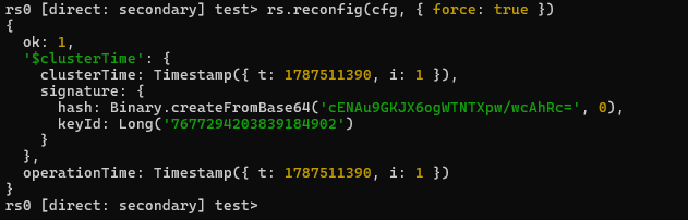 Ép reconfig với force: true