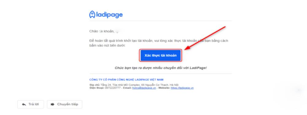 Xác thực tài khoản Email tại LadiPage